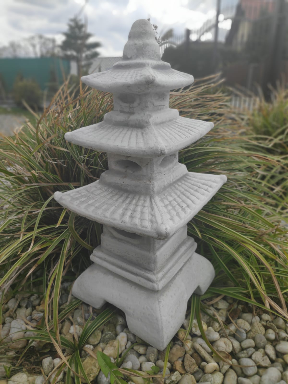 Garden ornament statue -Stone Three tier Japanese Lantern/Pagoda