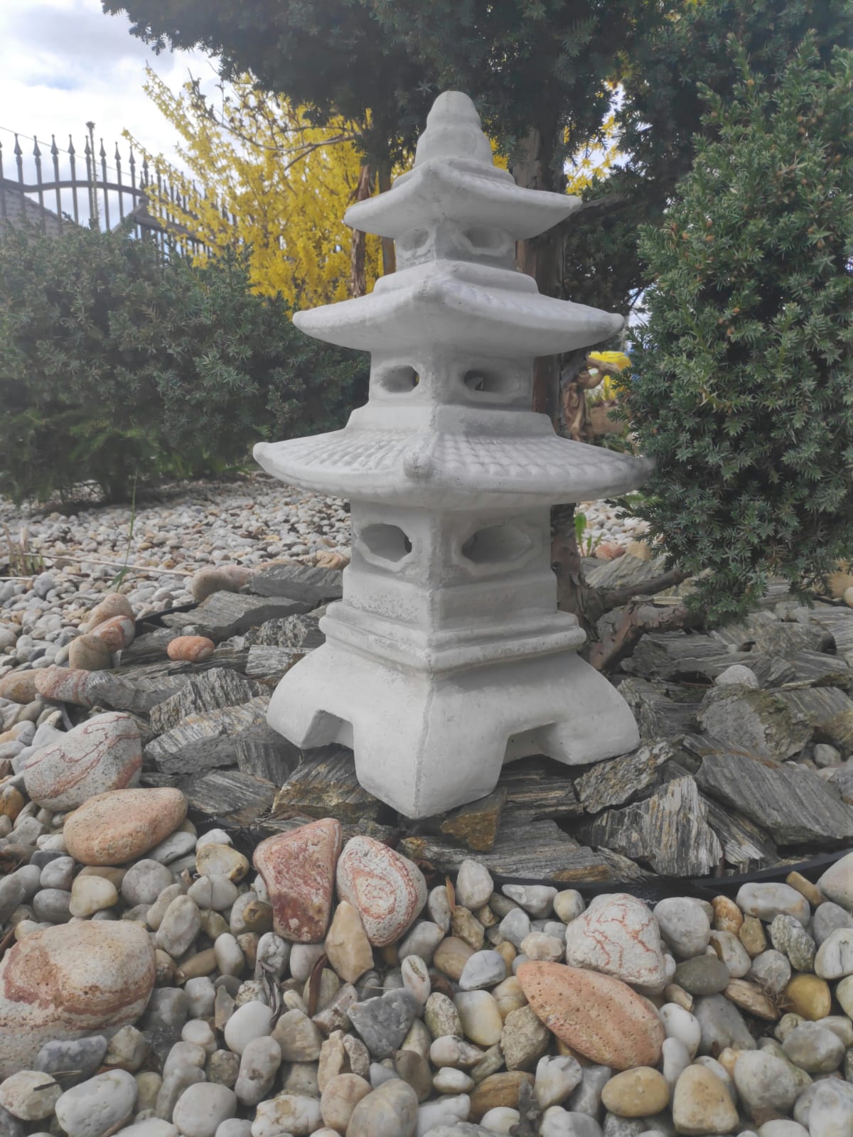Garden ornament statue -Stone Three tier Japanese Lantern/Pagoda