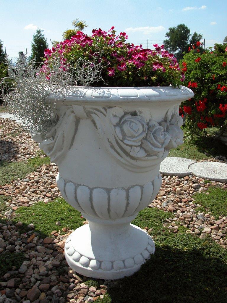 Ribbon Roses Elegance: A Grand Flower Pot for Timeless Beauty