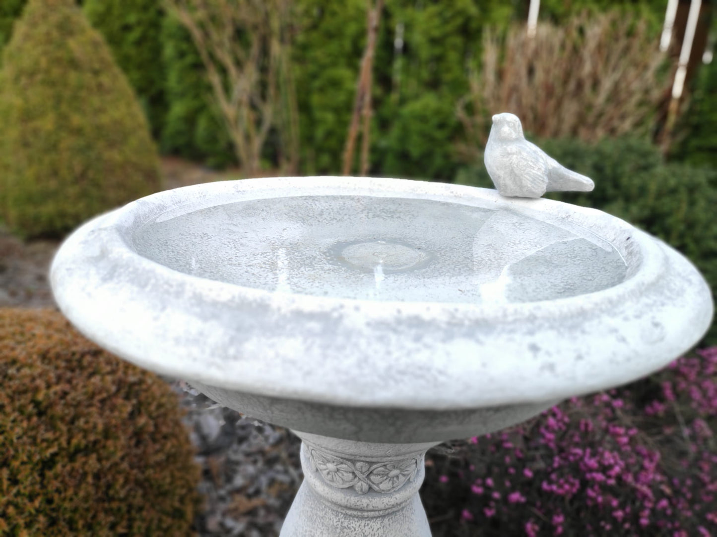 Antique Bird bath on a decorative column 51x20x38cm