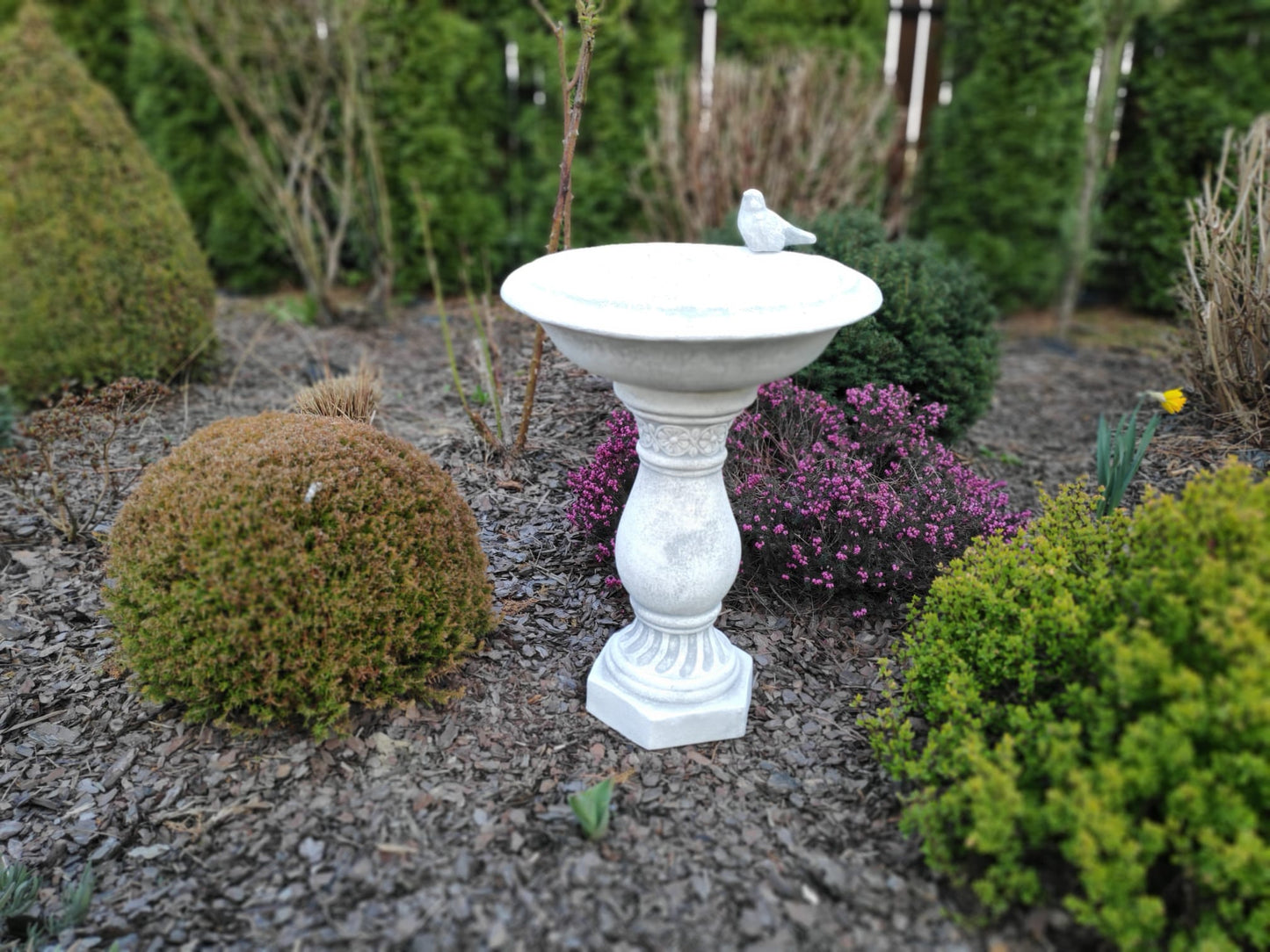 Antique Bird bath on a decorative column 51x20x38cm