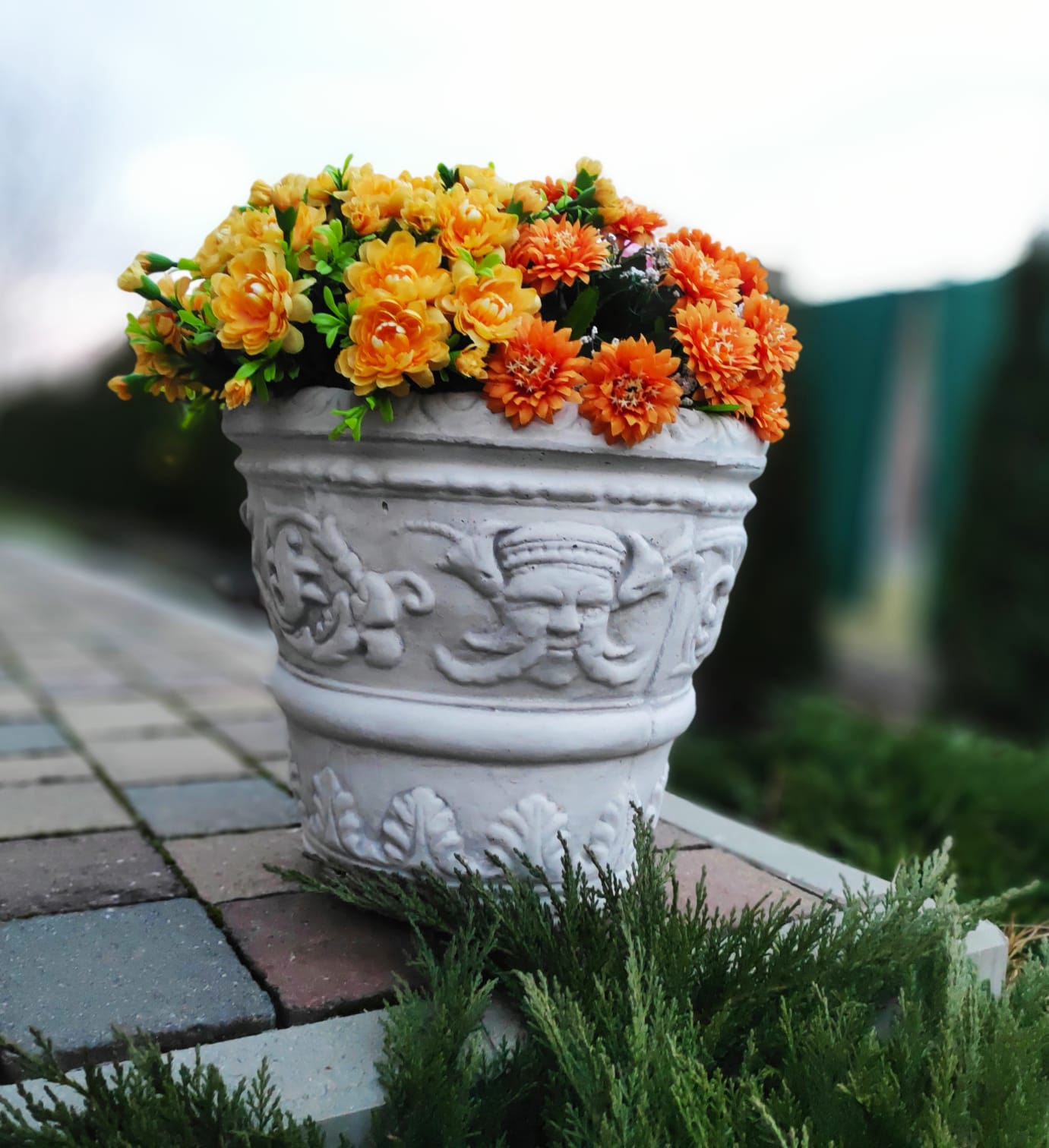 Flower pot decorated with Egyptian mosaic, outdoor/indoor