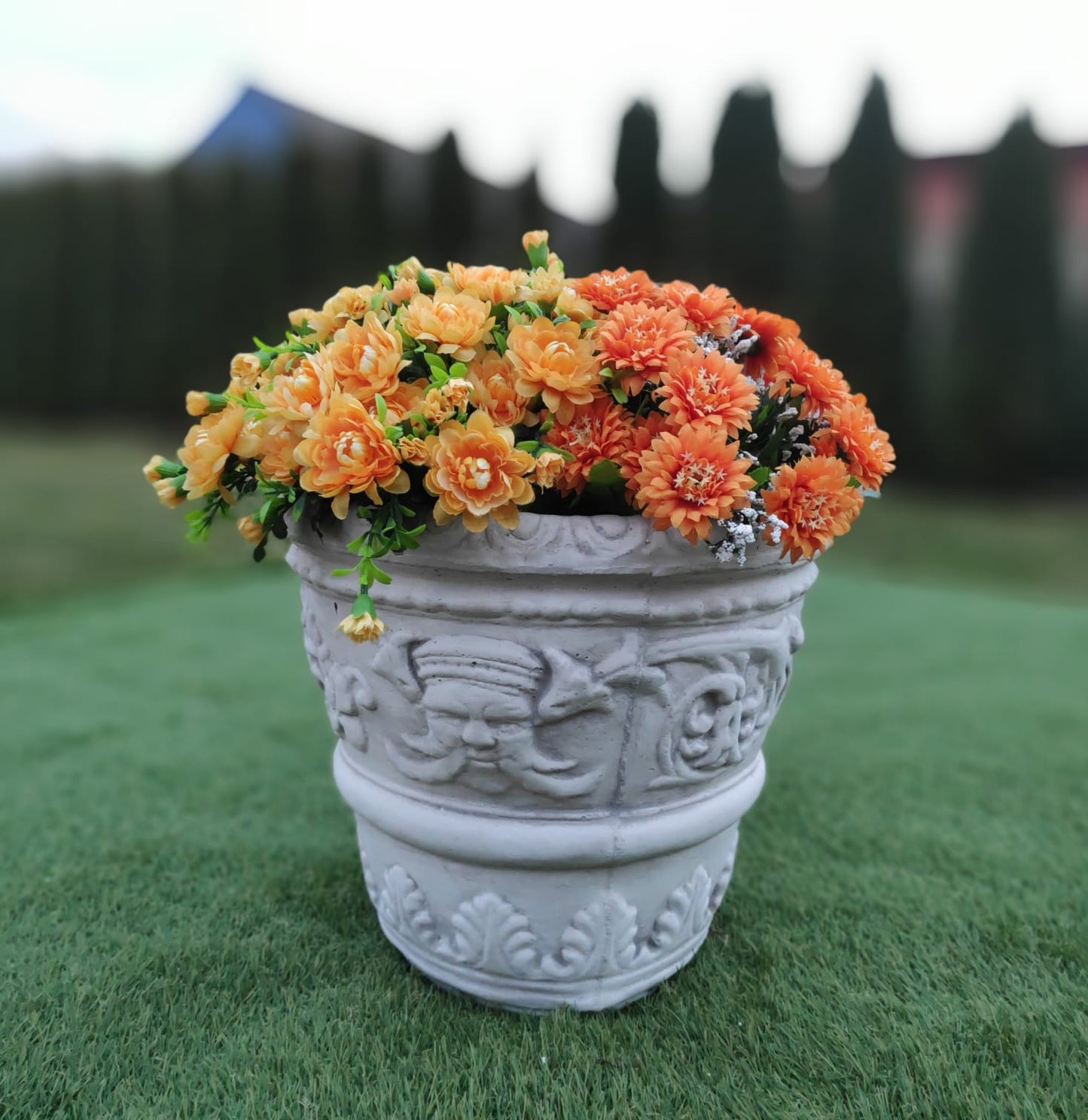 Flower pot decorated with Egyptian mosaic, outdoor/indoor
