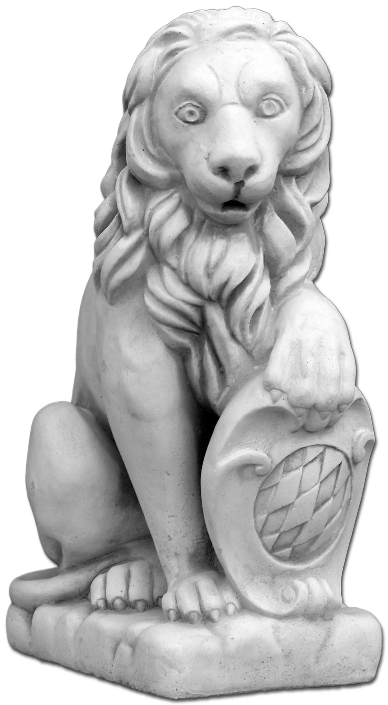 Majestic Lion Statue Holding Shield