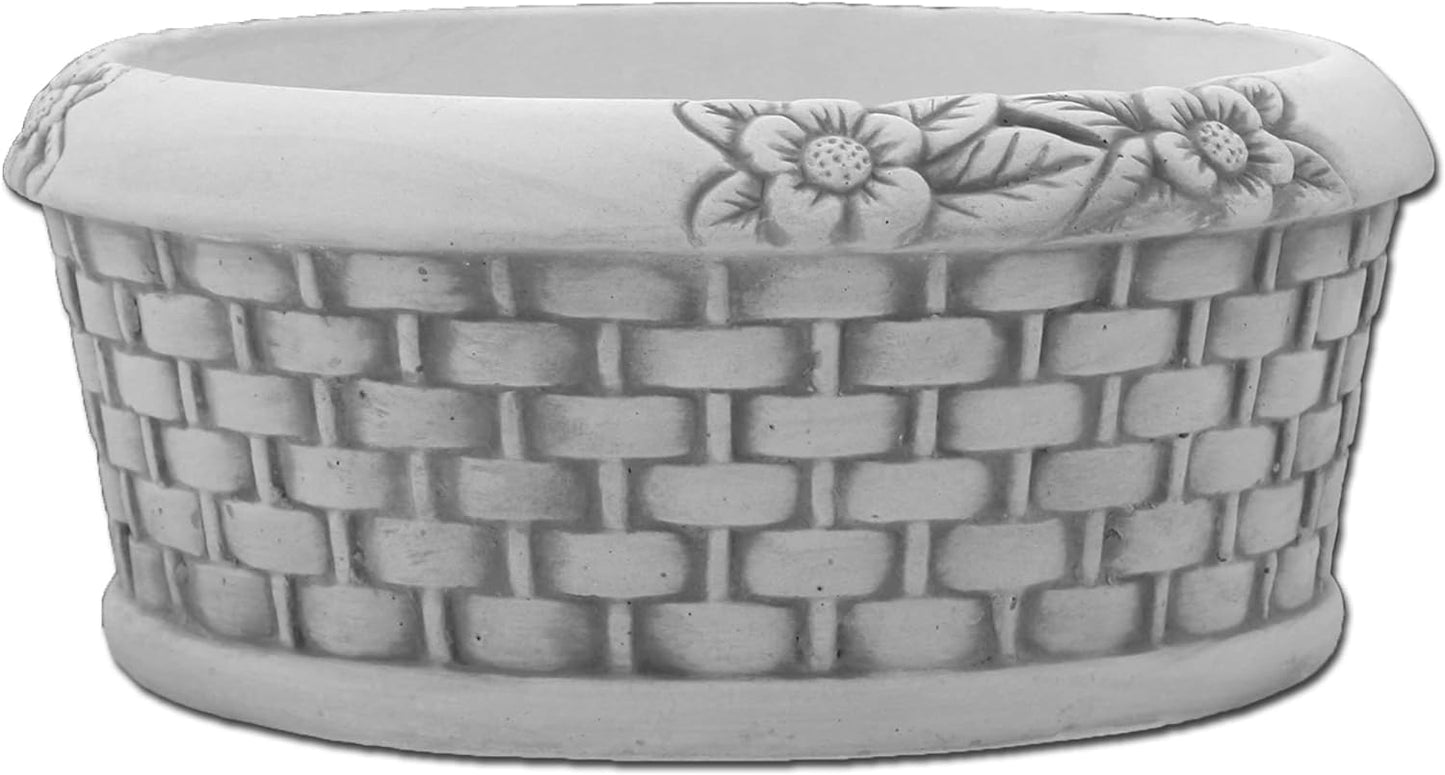 Round Wide Wicker Basket Concrete Planter