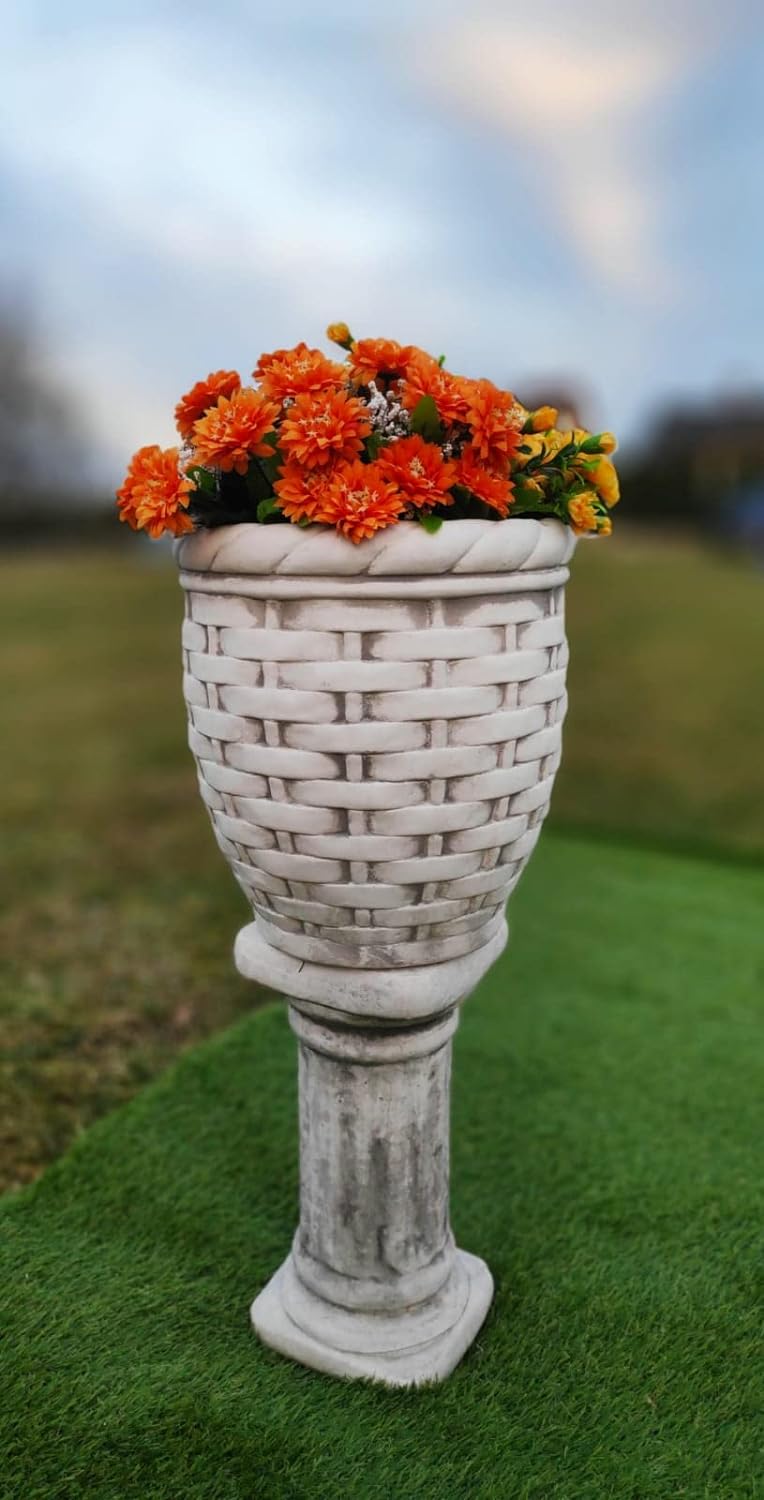 Tall Wicker Basket Concrete Planter