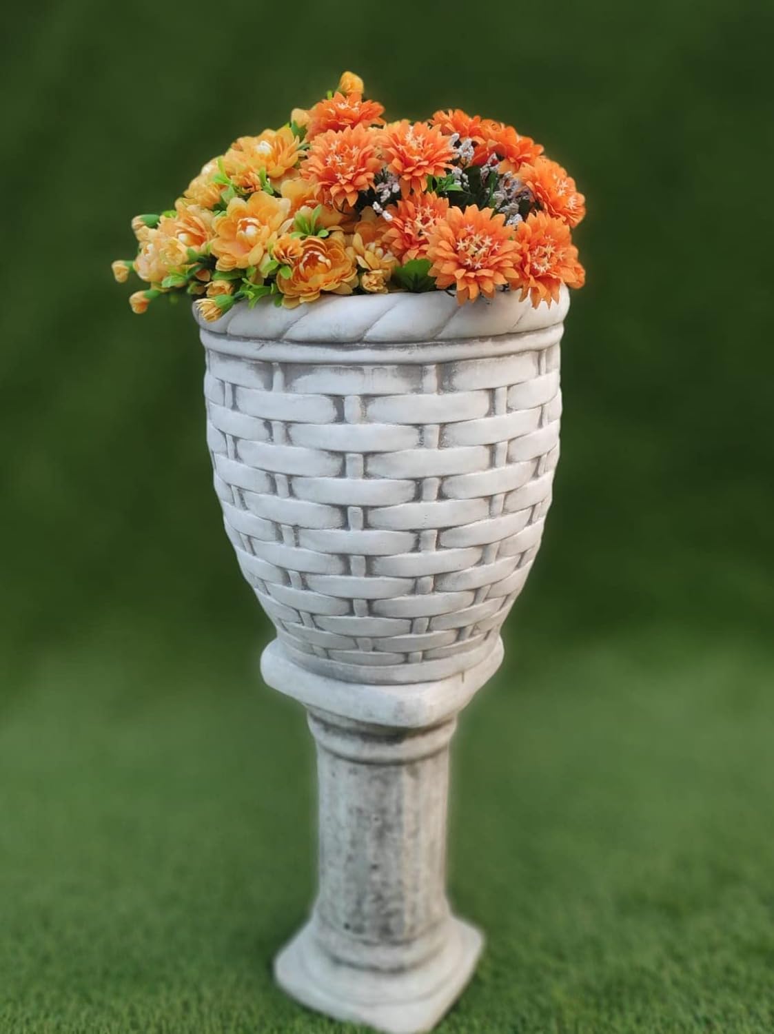 Tall Wicker Basket Concrete Planter
