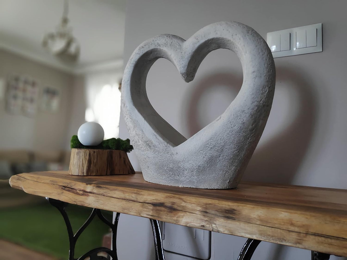 Heartfelt Harmony Concrete Flower Planter - 11 x 43 x 41 cm, 19kg