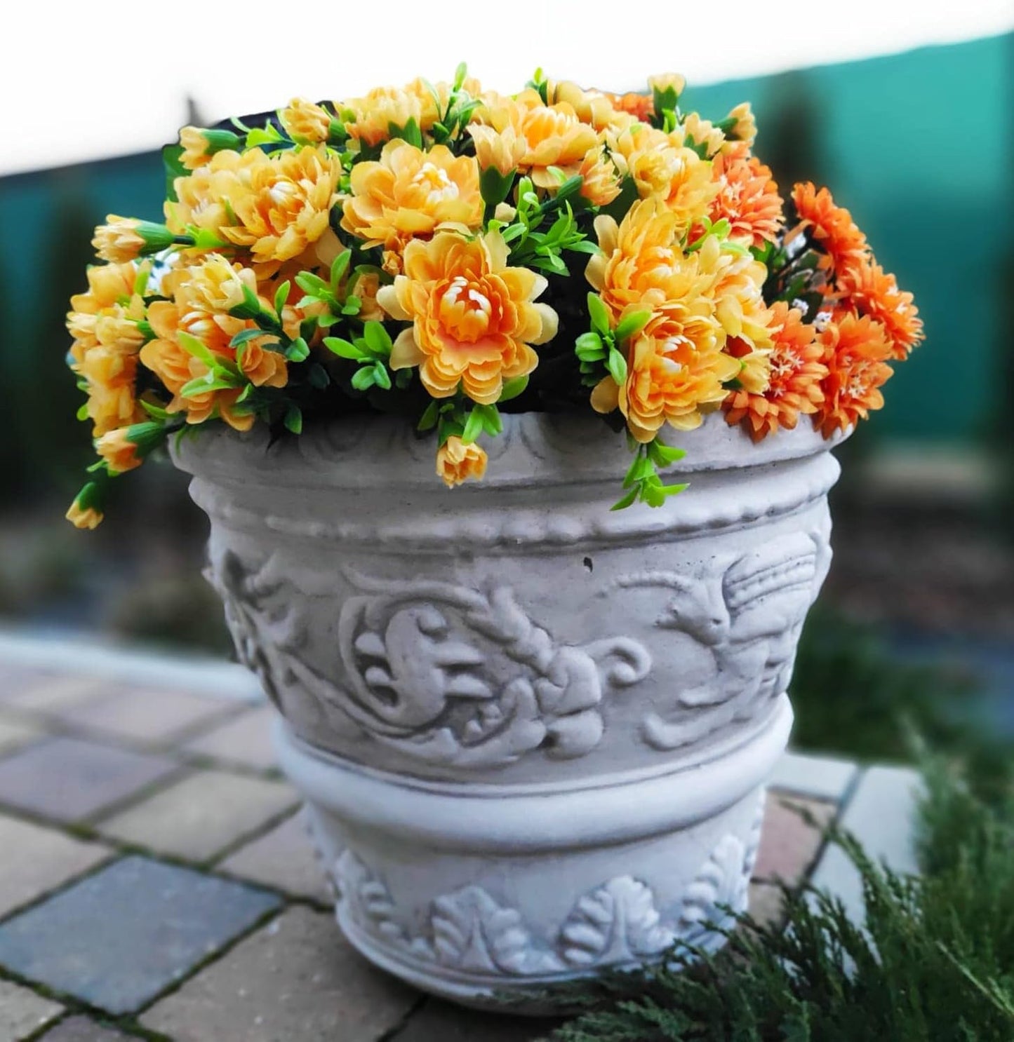 Flower pot decorated with Egyptian mosaic, outdoor/indoor
