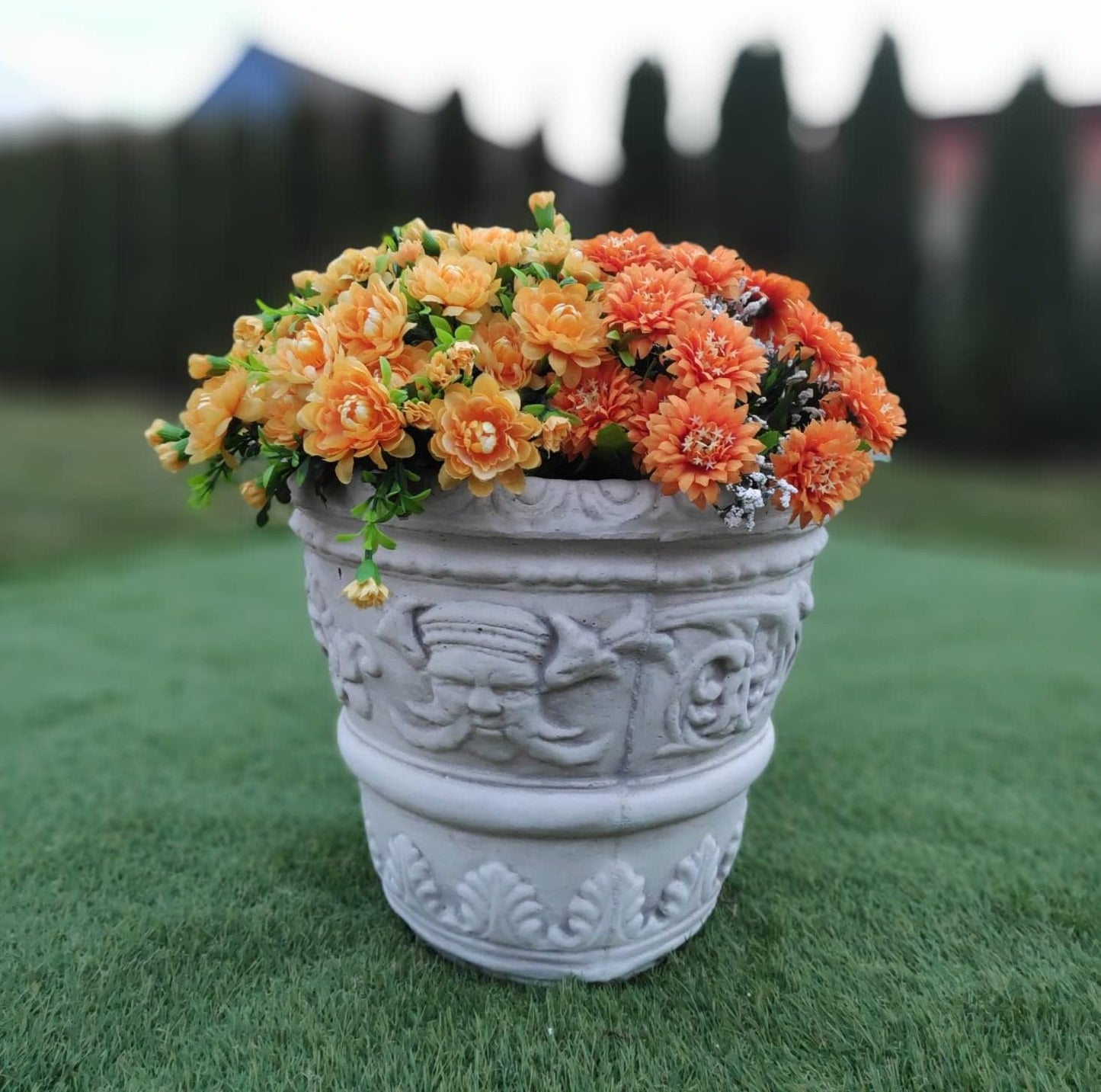 Flower pot decorated with Egyptian mosaic, outdoor/indoor