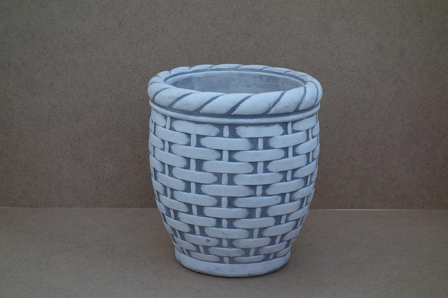 Tall Wicker Basket Concrete Planter