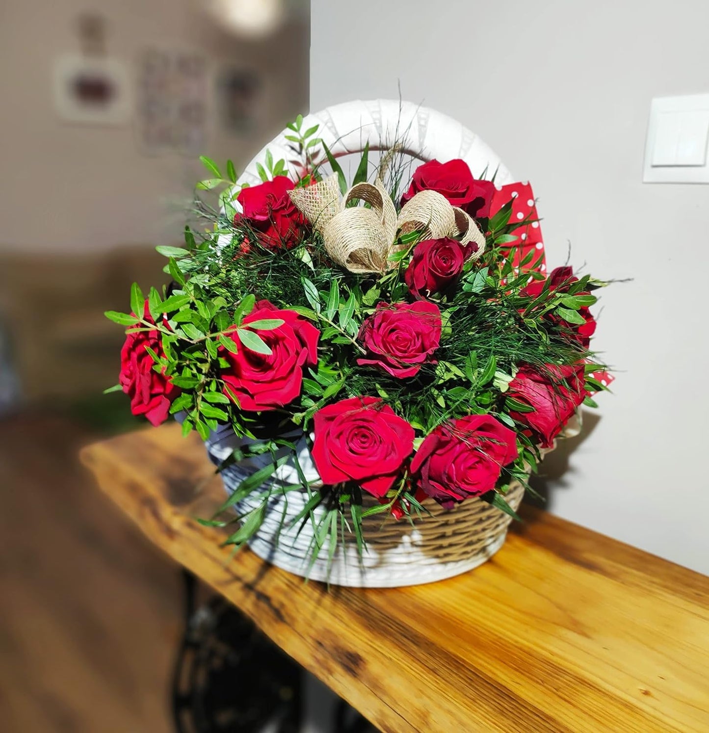 Wicker Elegance Concrete Planter - Versatile Indoor/Outdoor Garden Accent, 46cm Height