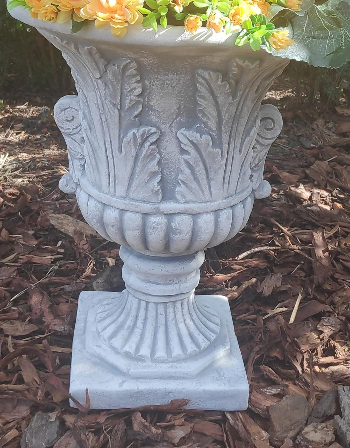 Ornate Elegance Concrete Planter Urn - 46cm Tall Garden Accent