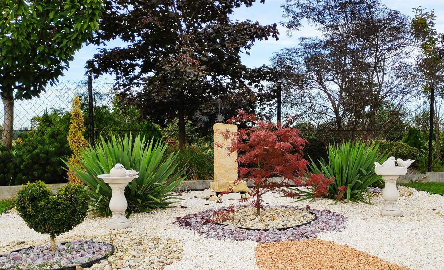 Architectural Concrete Birdbath on the Column - White Finish, 51cm Height