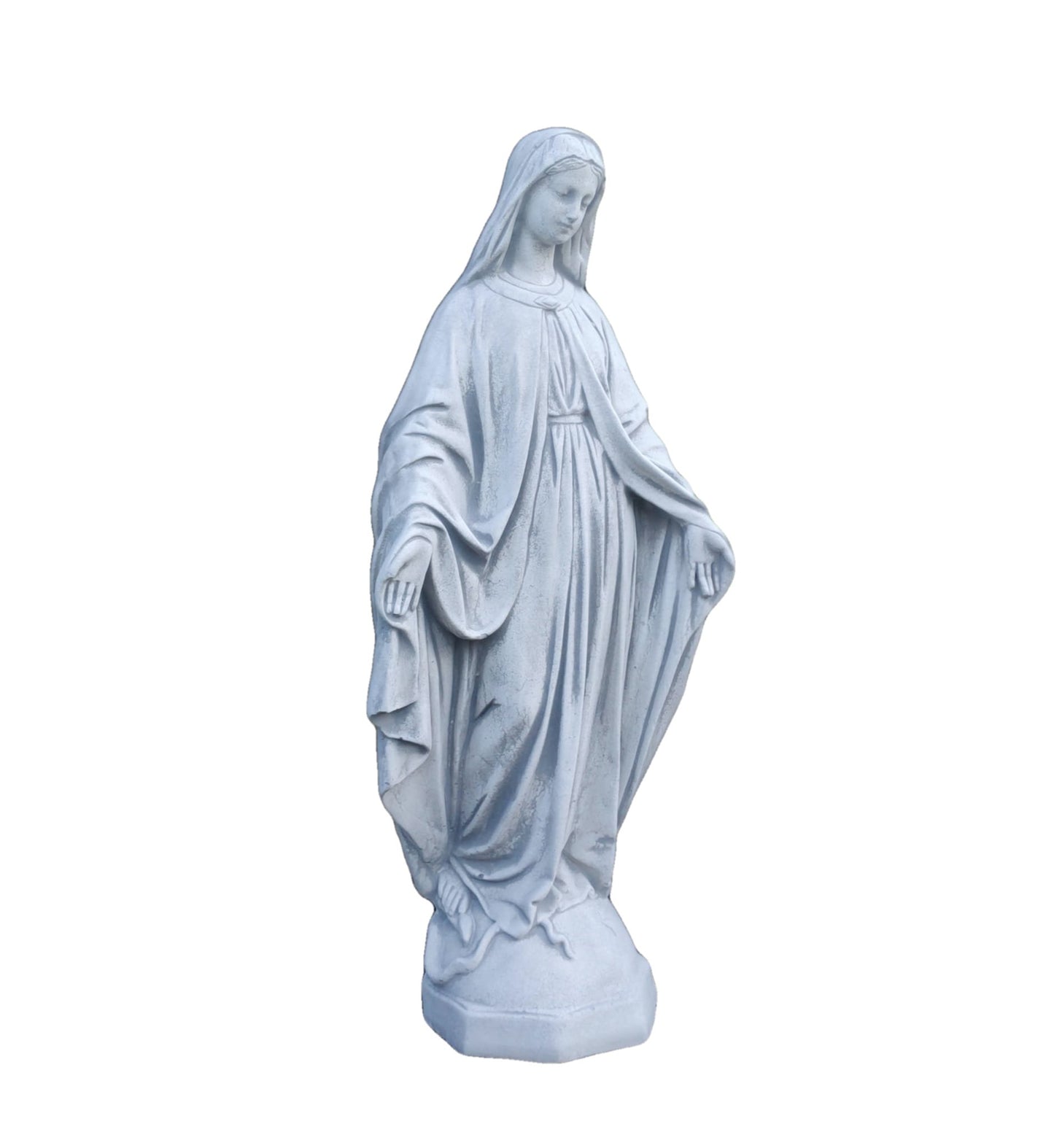 Beeld van de Maagd Maria, sculptuur voor buiten of binnen, gemaakt van gereconstitueerde steen, religieus beeld