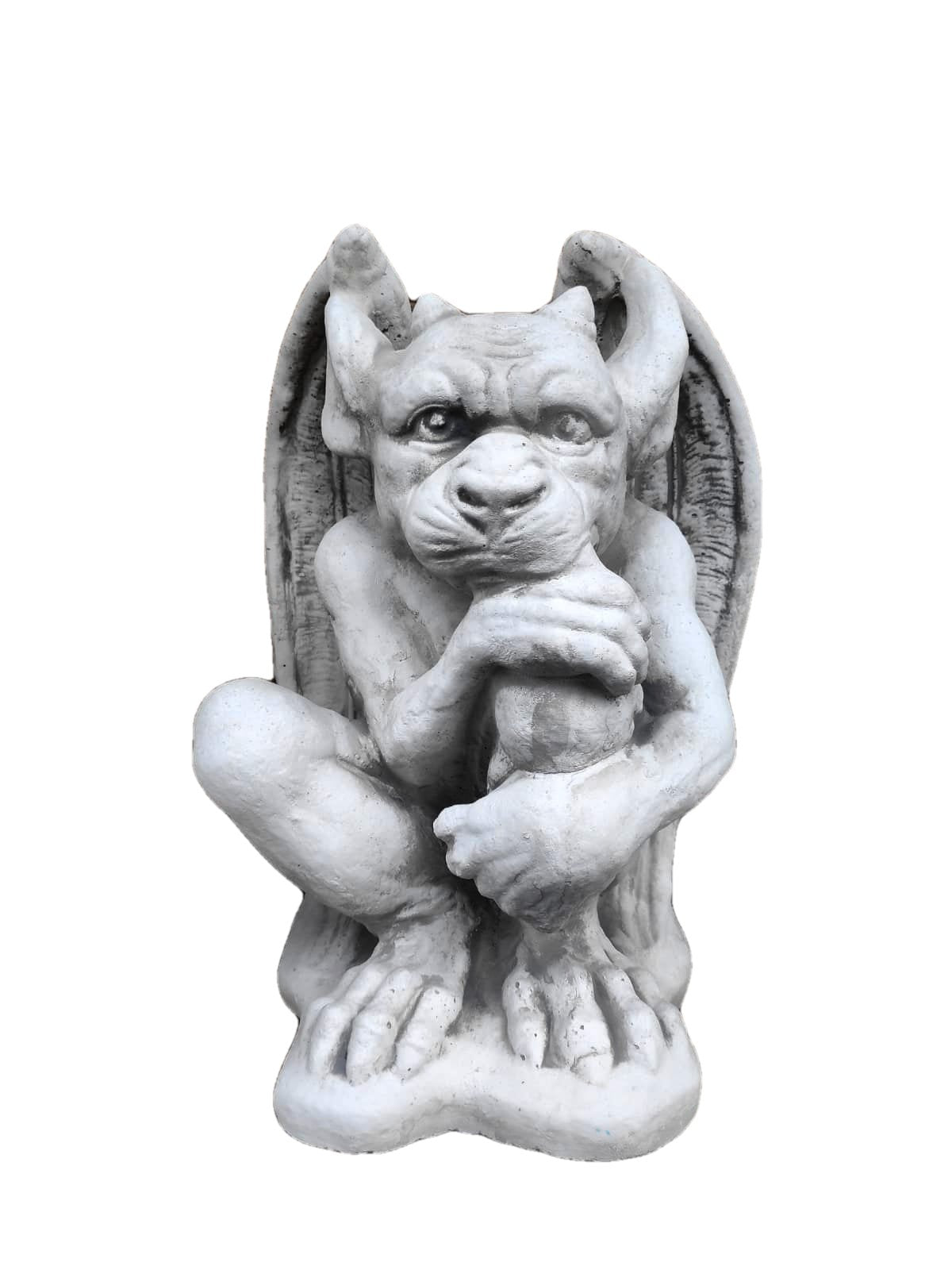 Figurine of sitting gargoyle, made of cast stone, outdoor/indoor ornament, decoration