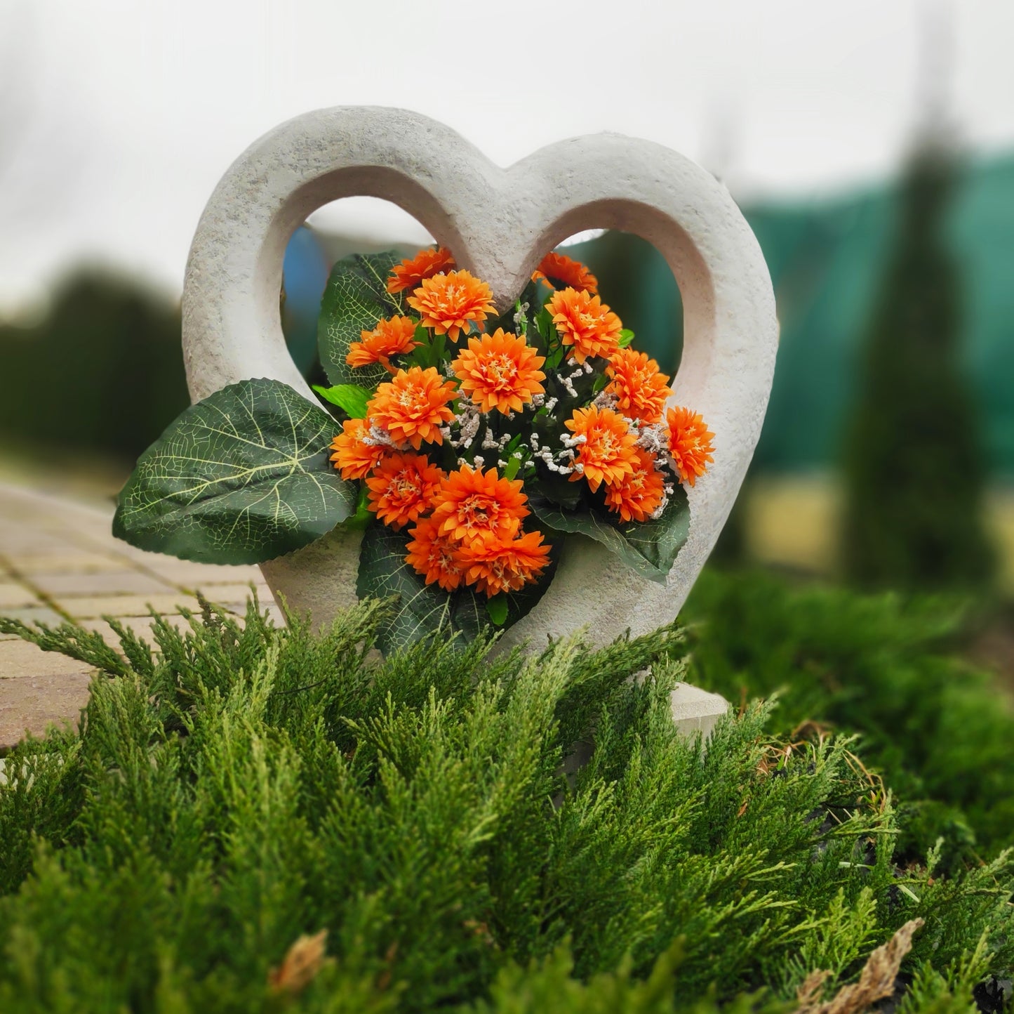 Jardinière de fleurs en béton Heartfelt Harmony - 11 x 43 x 41 cm, 19 kg 