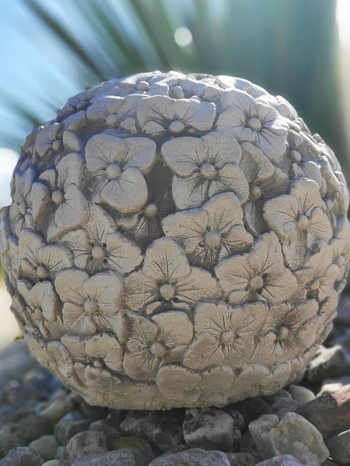 Pansy Adorned Concrete Garden Ball