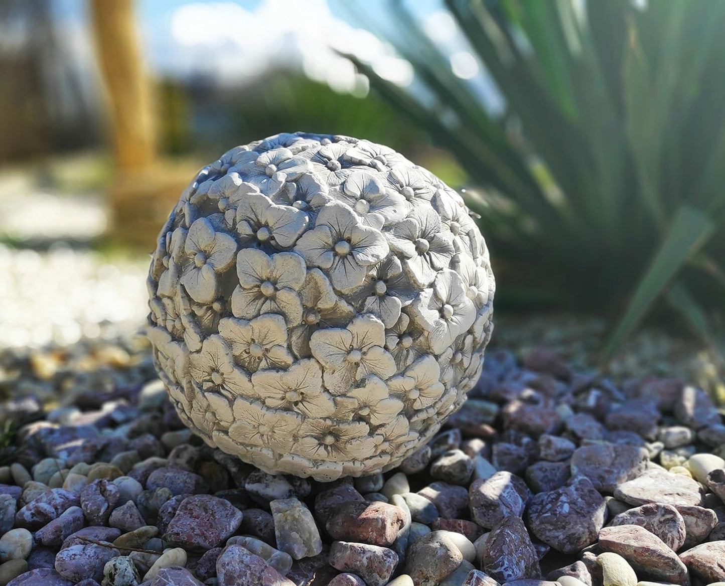 Pansy Adorned Concrete Garden Ball