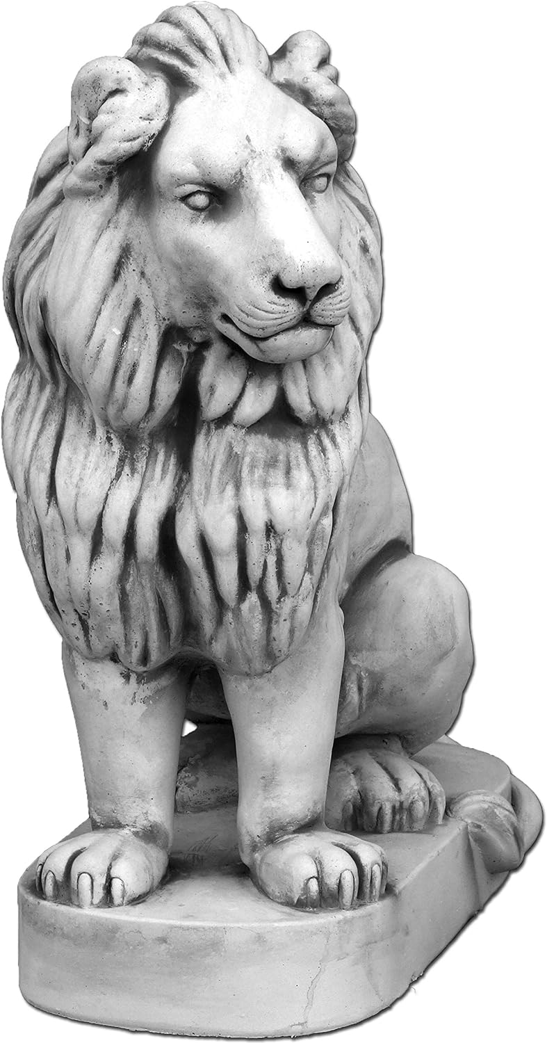 Sculpture de lion assis majestueuse à gauche – Décoration d'intérieur exquise. 