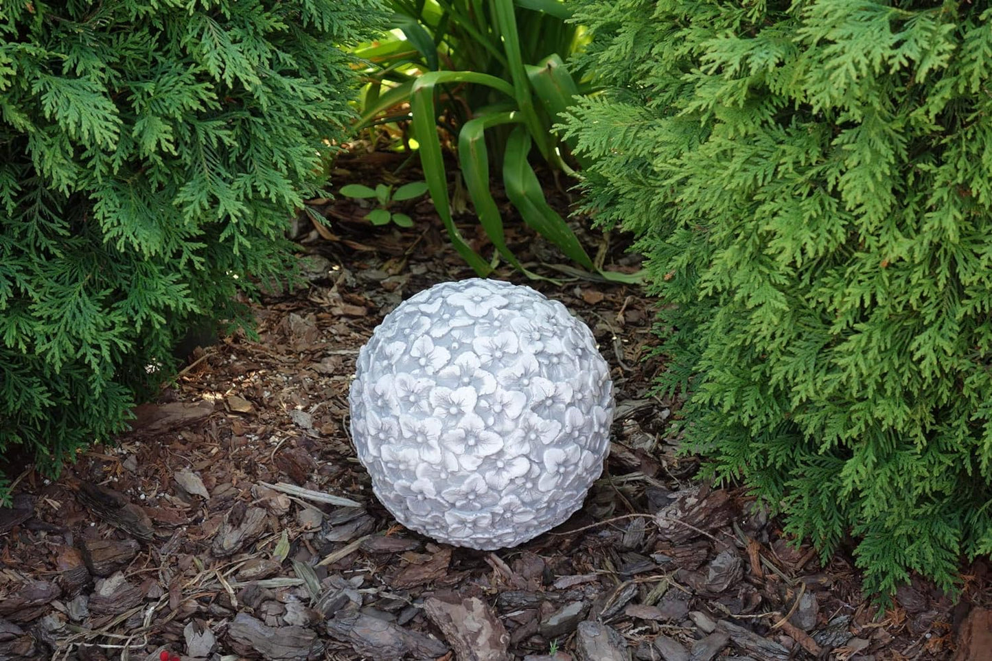 Pansy Adorned Concrete Garden Ball