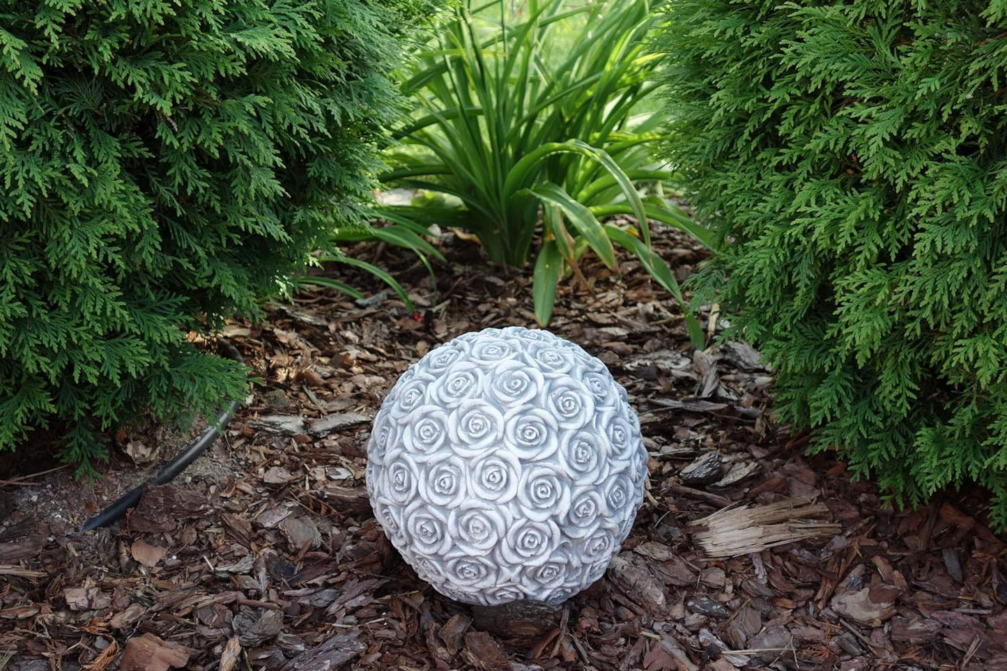 Rose-Covered Concrete Garden Ball